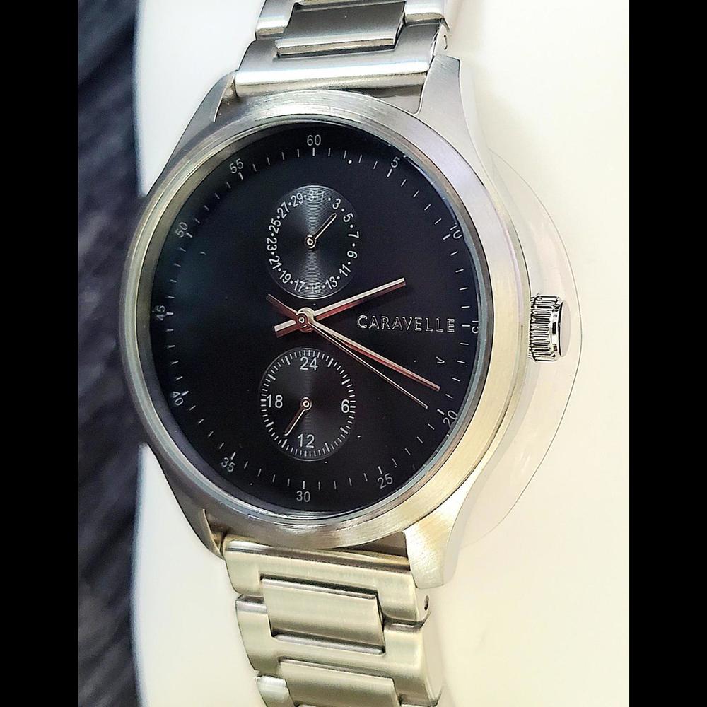 RARE Caravelle Bulova Men's Multi Complications Tuxedo Black‎ Dial NIB
